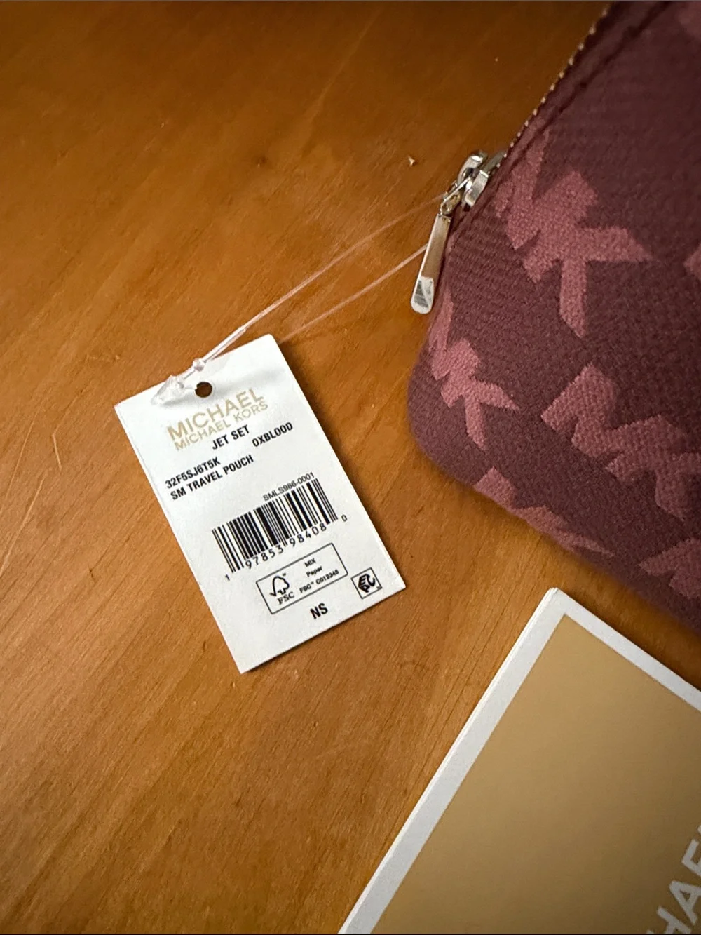 Michael Kors Oxblood MK Logo Cosmetic Case